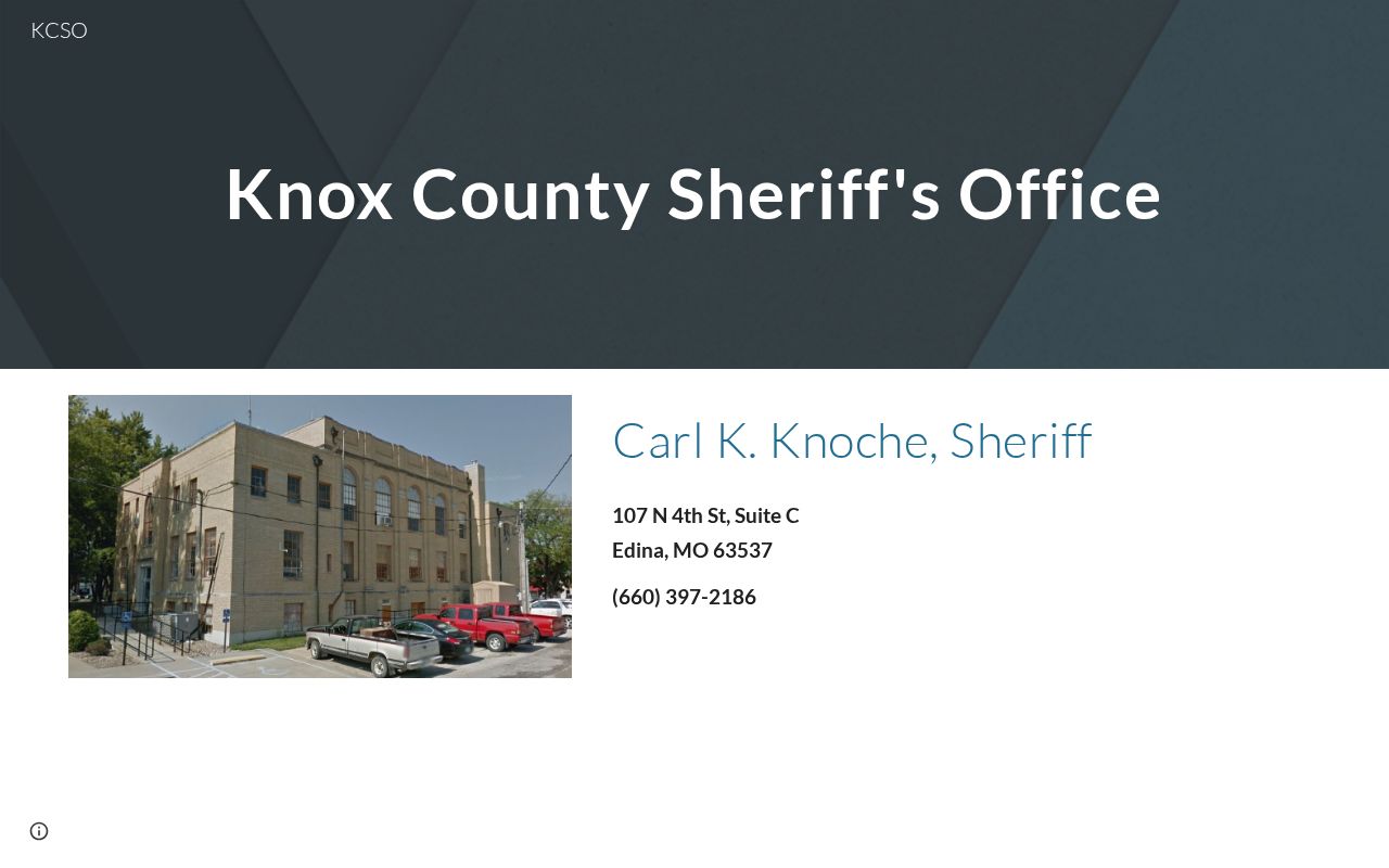 Knox County booking record contact route on the official Sheriff page